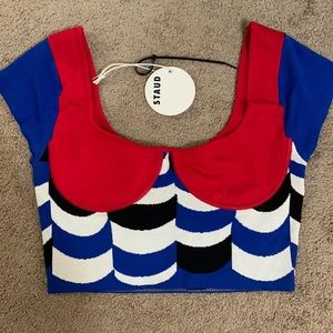 Staud knit material crop top with underwire